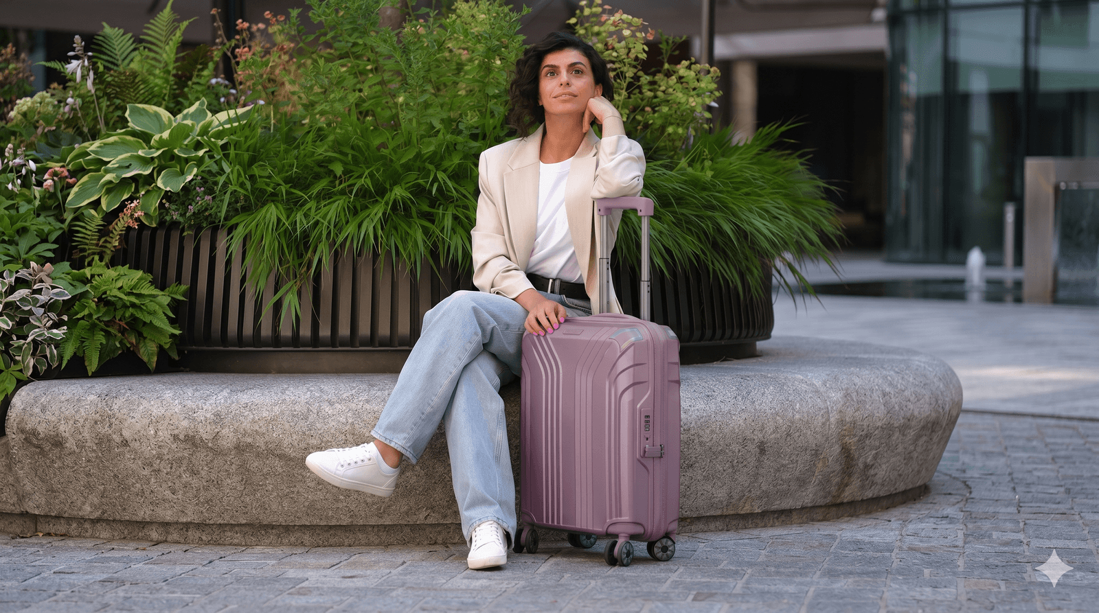 Paar mit Reisetaschen unterwegs
